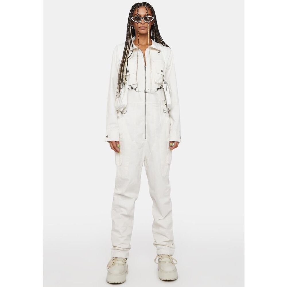 Darker Waves Compression Womens Cargo Construction Utility Off White Jumpsuit XS